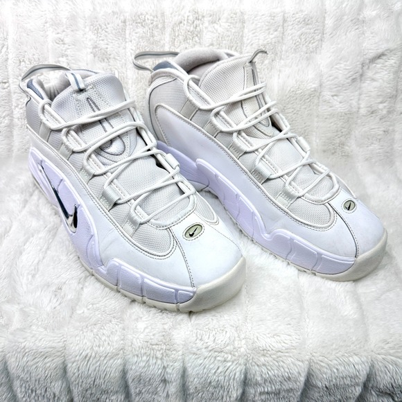 Nike Air Max Penny 1 Mens 12 Triple White 685153-100 Basketball Shoes